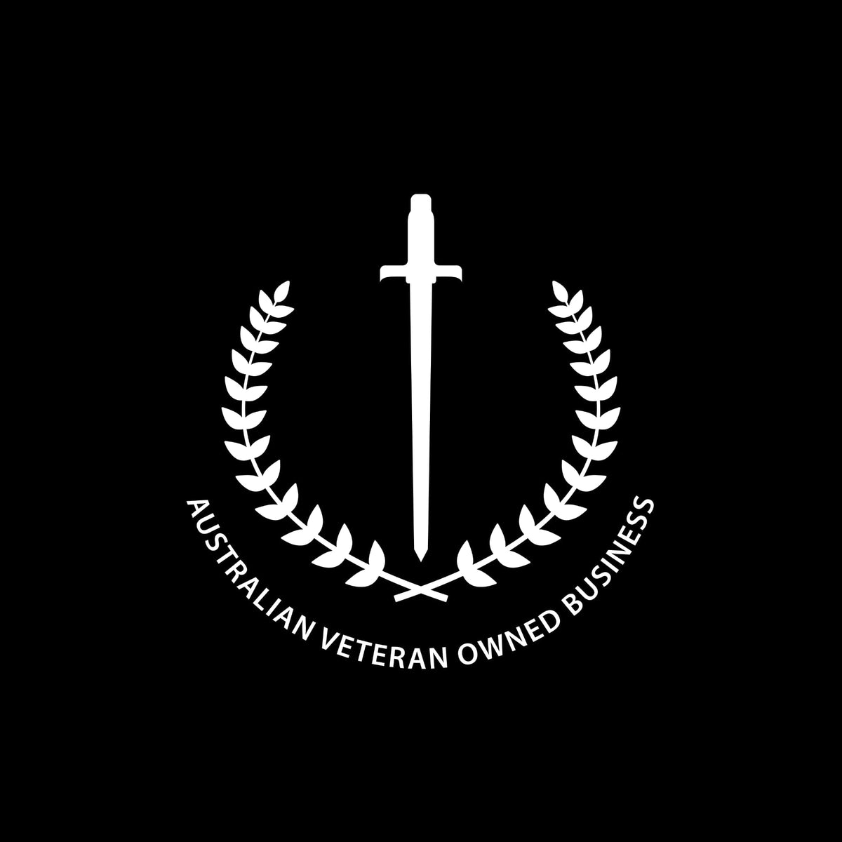 Australian Veteran Owned Business emblem: a sword framed by a laurel wreath